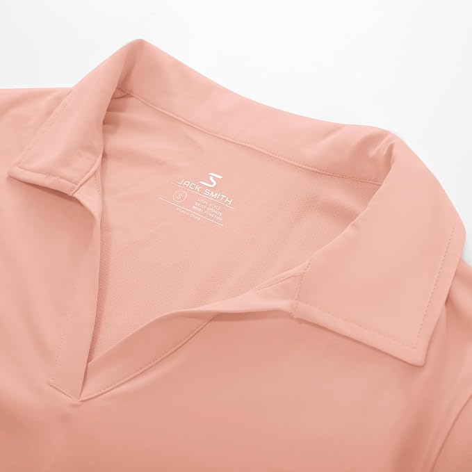 JACK SMITH Women's Golf Polo Shirt V Neck Short Sleeve Tennis Shirt Sun Protection Moisture Wicking Athletic Tops