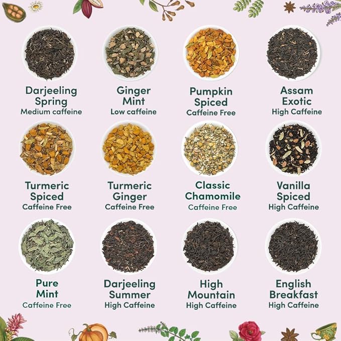 VAHDAM, Assorted Tea in Presentation Box (24 Variants, 24 Pyramid Tea Bags) Long Leaf Pyramid Variety Pack | Premium Tea Gifts | Gifts for Women & Men