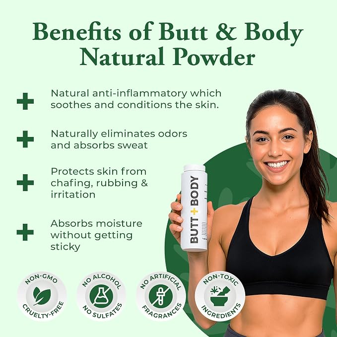 Palm Beach Naturals Butt & Body Rescue Powder for Men & Women – Whole Body Deodorant Absorbs Sweat, Controls Odor & Chafing with Cooling Sensation – Naturally Protects Skin, Talc Free – 4oz, 2 Pack