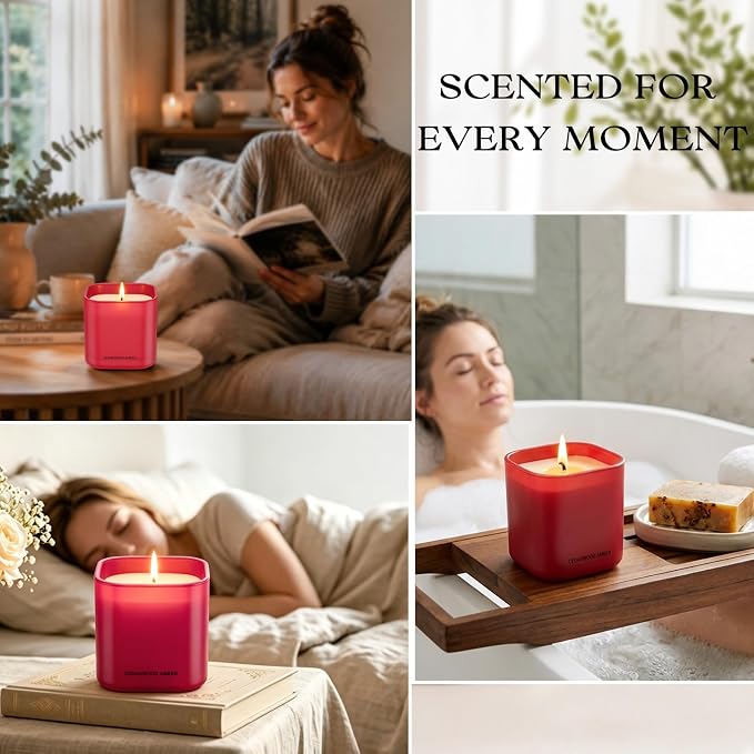 Scented Candle Gift Set for Women,3 Pack 4.2oz Natural Soy Wax Candles, Apple Cinnamon, Pumpkin Nutmeg & Cedarwood Amber, Long Lasting Aromatherapy Candles for Home, Birthday Holiday Gifts