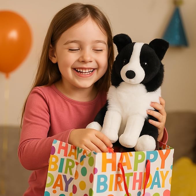 Border Collie Stuffed Animal Plush Dog Toy, 12 Inch, Soft Realistic Black and White Puppy, Cuddly Farm Animal Plushie for Kids, Girls, Boys, Birthday