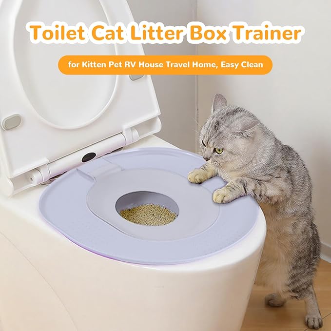 Cat Potty Toilet Training Kit, Removable Cat Toilet Seat Training Kit, Portable Safe Urinal Pottys with Slip Proof Edges, Reusable Urinal Potty, for Kitten Pet RV House Travel Home