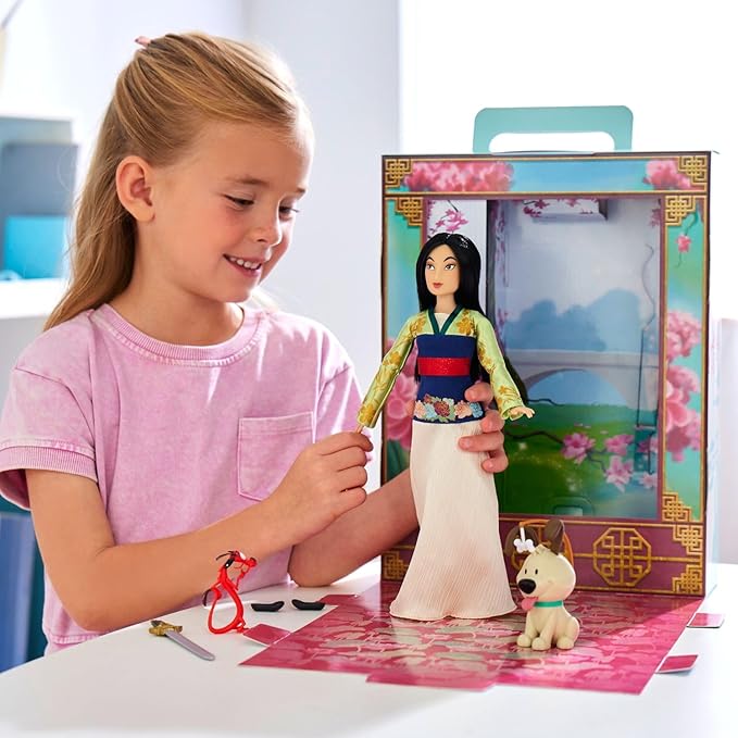 Disney Store Girl's Mulan Story Doll, Mulan, 11 Inches, Fully Posable Toy in Glittering Outfit - Suitable for Ages 3+ Toy Figure, Gifts, New for 2023?