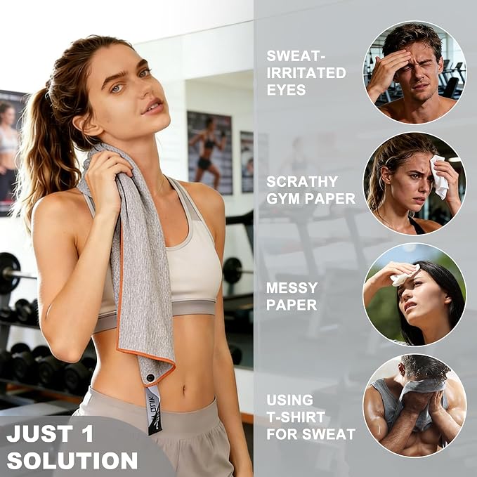 Microfiber Gym Towels 3 Pack, Quick Dry Silver ION Odor-Free Sweat Towel for Gym Men & Women Super Absorbent Fast Drying for Workout, Yoga, Running, Hiking, Travel, Tennis(16x31.5Inch, Heather Grey)