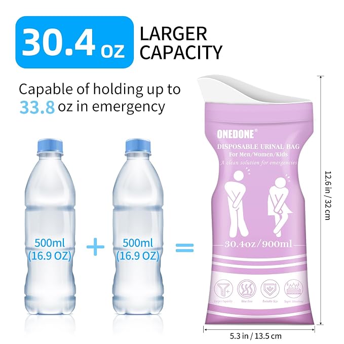 Portable Potty Baby Child Urinal Pee Cup for Kids+ Purple Urine Bags 6 Pack Pee Bags for Travel