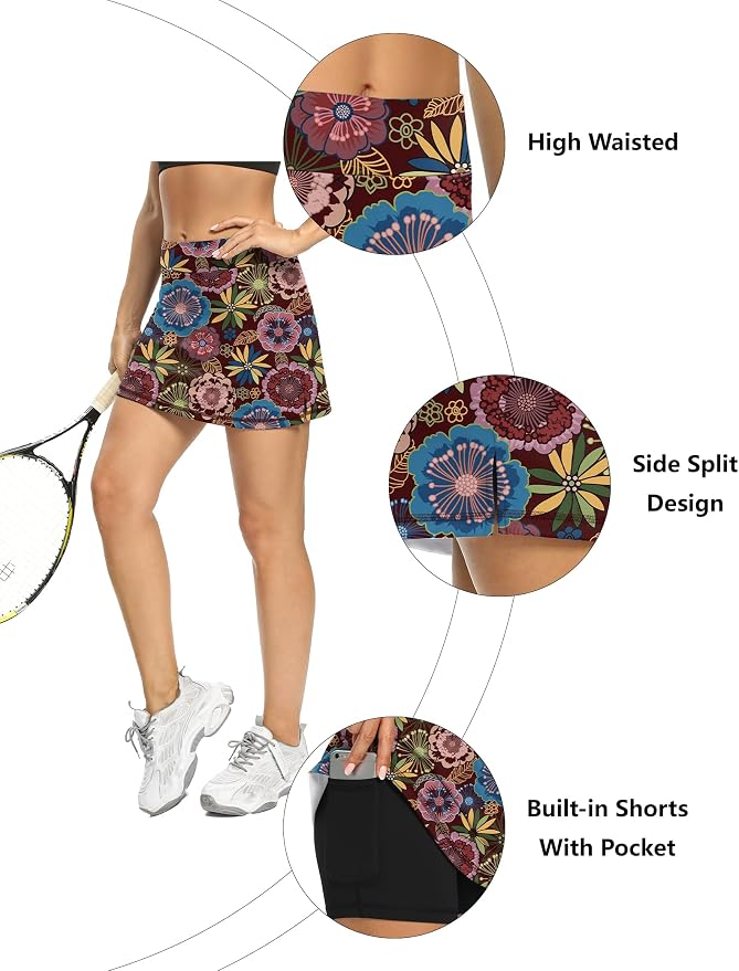 LouKeith Tennis Skirts for Women Golf Athletic Activewear Skorts Mini Summer Workout Running Shorts with Pockets