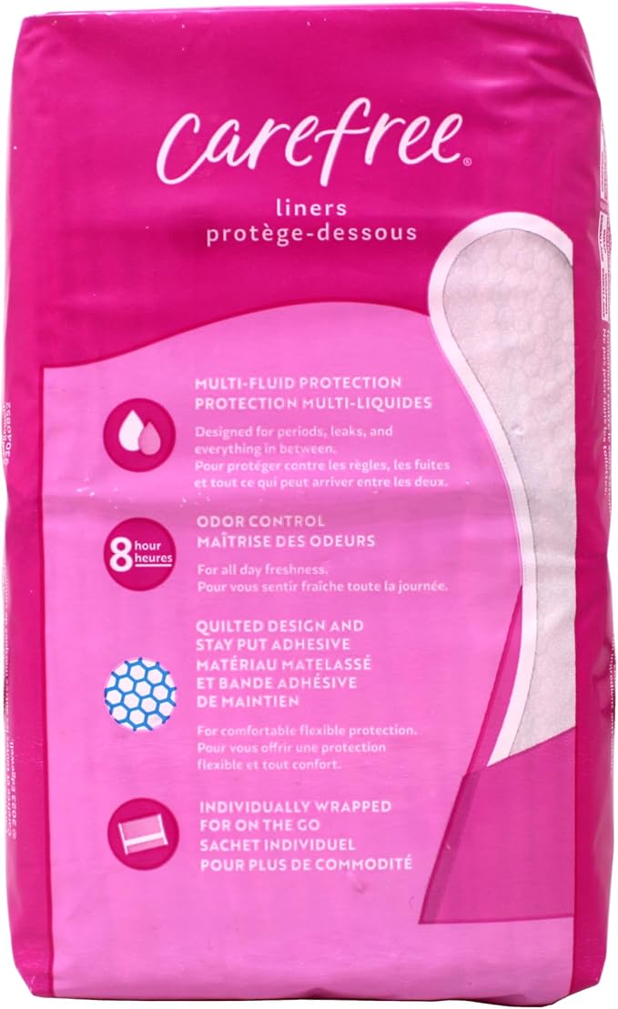 Carefree Extra Long Panty Liners, Unscented, Multi-Fluid Protection, 36 Count (Pack of 8)