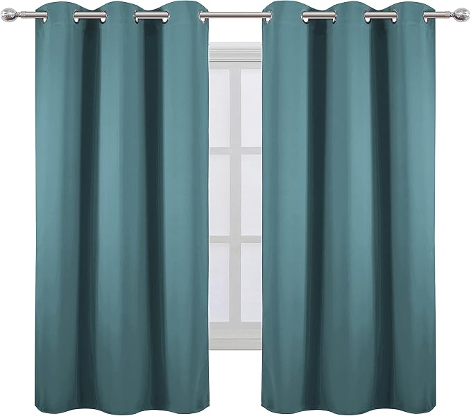 LEMOMO Sea Teal Thermal Blackout Curtains/42 x 63 Inch/Set of 2 Panels Room Darkening Curtains for Bedroom
