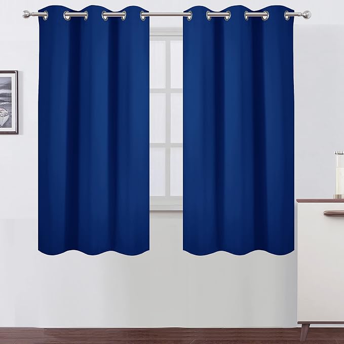 LEMOMO Blackout Curtains 38 x 63 inch/Royal Blue Curtains Set of 2 Panels/Thermal Insulated Room Darkening Bedroom Curtains