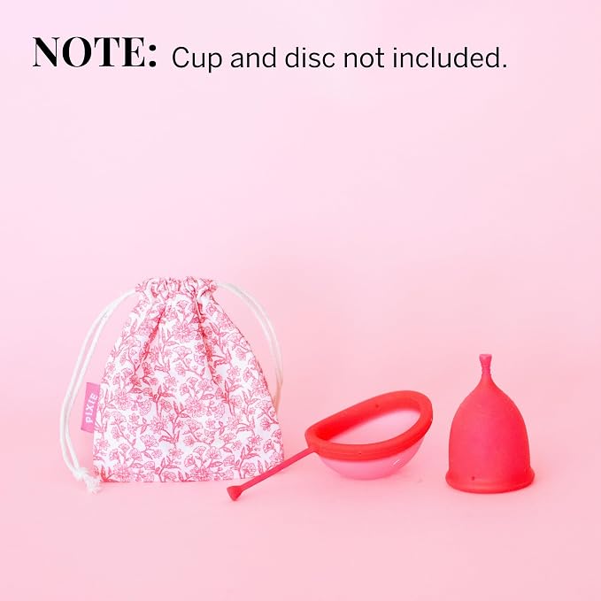 Pixie Menstrual Cup Storage Bag Case - 100% Organic Cotton Reusable Holder for Period Cups, Discs, and Kegel Balls - Store After Using Sterilizer or Wash - Container to Keep Menstrual Cup Cleaner
