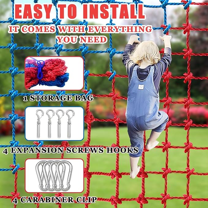Climbing Cargo Net, Polyester Playground Climbing Net, Heavy Duty Large Military Climbing Net for Kids Outdoor, Kids Safety Protection Net, Rope Ladder, Jungle Gyms, Swingset, Treehouse