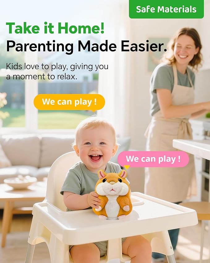 Christmas Best Gifts for Grandkids 2025 New Talking Hamster Toy,Top Toys for Ages 5-7 Girls Sellers Gag Gift Under 30,Speech Therapy Toys for Toddlers 1-3 Little Brown Stocking Stuffers