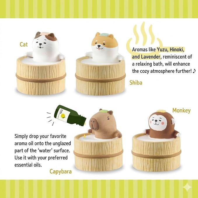 Passive Stone Diffuser, Cute Animal Series Aromatherapy Oil Diffuser for Tabletop Decor (1, Relaxed Capybara)