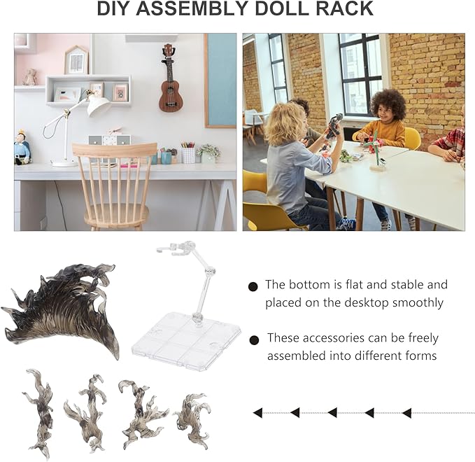 iplusmile 1set Fire Effects Action Figure Stand Diy Assembly Display Rack for Toy Models Clear Holder with Sturdy Base for Organizing Dolls and Figurines