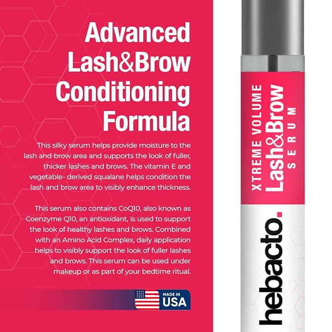 Lash & Brow Growth Serum – Eyelash Enhancer & Eyebrow Booster with Biotin, Peptides & Vitamin E – Fuller, Thicker Lashes – Made in USA