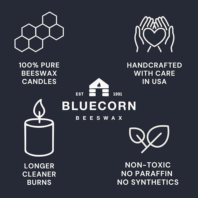 Bluecorn Botanica Beeswax 3-Wick Candle – Lavender, 100% Pure Beeswax & Essential Oils – 10oz Hand-Blown Recycled Spanish Glass – Non Toxic, Clean Burning, Refillable Glass Jar