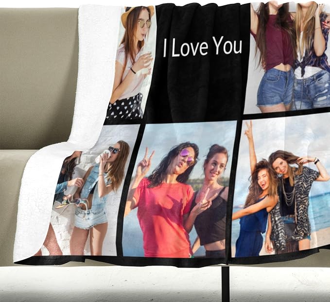 inkArts Custom Blanket with Photo, Personalized Photo Blanket, Customized Picture Blankets, Customizable Blankets, Personalized Photo Gifts for Women Men Her Him