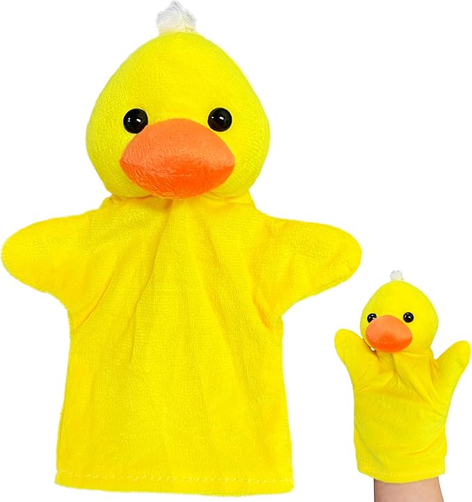 Duck Hand Puppets for Boys and Girls (1 Pack), Stuffed Animals Finger Toy, Pre-School Pretend Play, Duck Hand Puppet Plush Toys for Role Play, Goody Bags Filler - Party Favors for Toddlers and Kids
