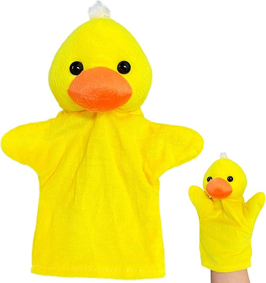 Duck Hand Puppets for Boys and Girls (1 Pack), Stuffed Animals Finger Toy, Pre-School Pretend Play, Duck Hand Puppet Plush Toys for Role Play, Goody Bags Filler - Party Favors for Toddlers and Kids