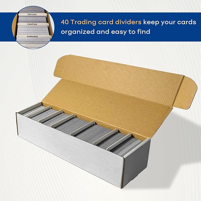 Fageverld Trading Card Storage Box with 40 Dividers, Mtg Card Storage, Cardboard Trading Card Box for Baseball Sports Cards, 12 Count