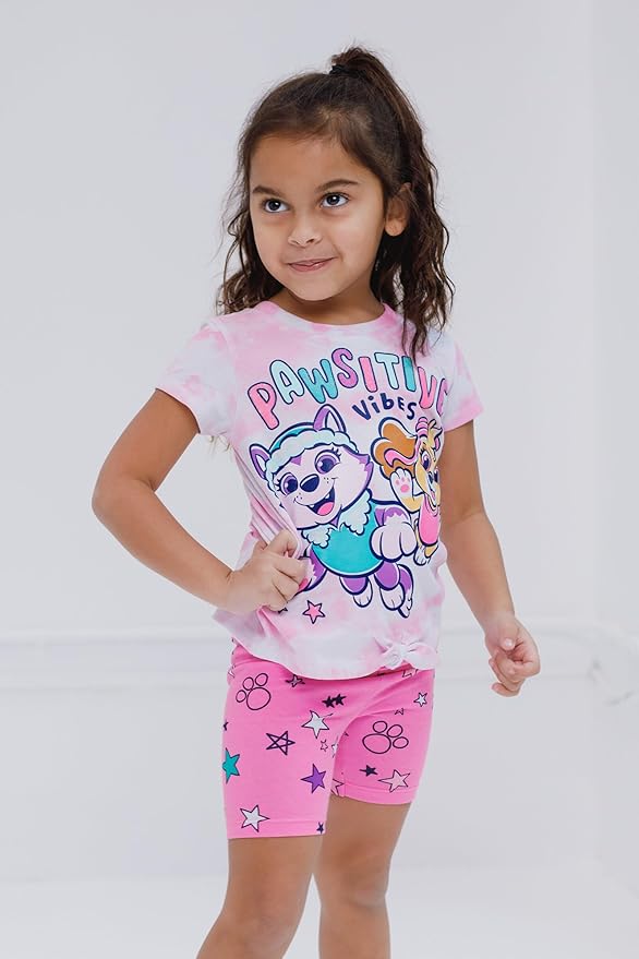 Paw Patrol Skye Everest Girls T-Shirt and Bike Shorts Outfit Set Toddler to Big Kid