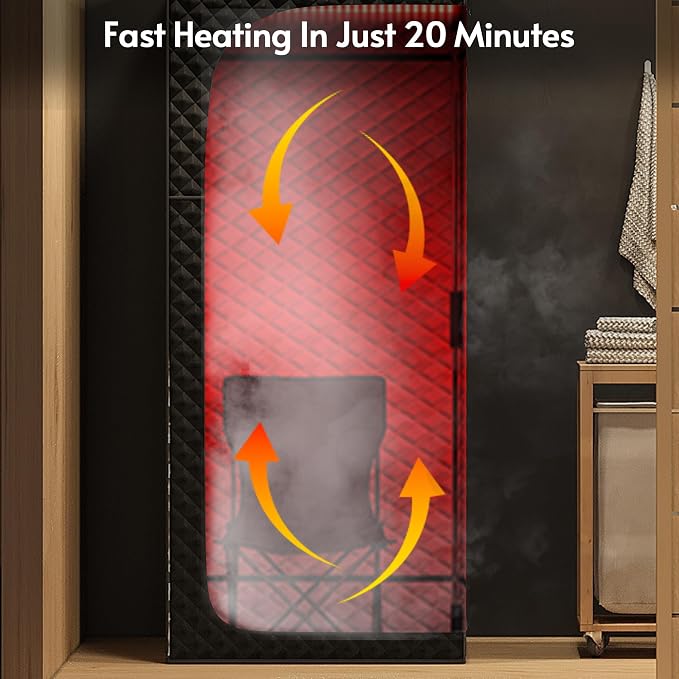 Portable Steam Sauna at Home 1 Person, Low EMF 1200W Fast Heating Sauna Box, Indoor Dry Sauna with Foldable Chair for Home, Gym (2.6Lx2.6Wx6H Ft)