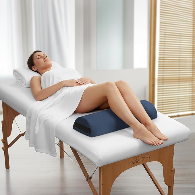Saloniture Jumbo Half Round Massage Table Bolster Under-Knee Pillow Pad - 26 x 9 x 4.5 Inch - Blue