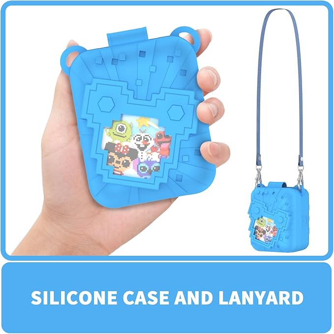 Soft Silicone Case for Bitzee Disney Interactive Toy Digital Pet, Shockproof and Protective Carrying Case for Bitzee Disney Virtual Electronic Pets with Lanyard (Blue)