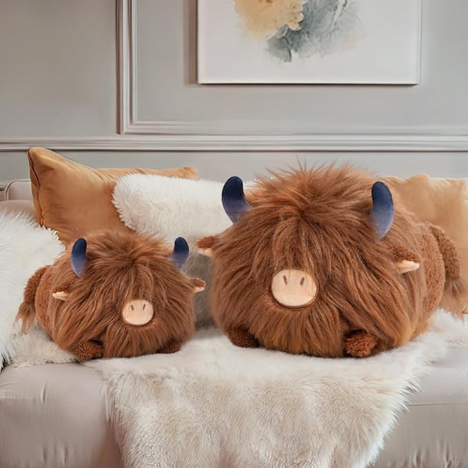 Mewaii Cute Highland Cow Plush, Kawaii Plushies Cow Stuffed Animal, Highland Cow Toy Pillow, Soft Squishy Gifts for Girls (16 Inch)