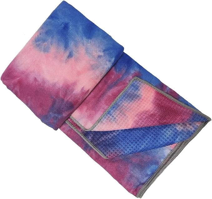 Yoga Towel for Yoga Mat, Non Slip Mat Cover for Hot Yoga, Washable Microfiber Light Weight (Purple-red)