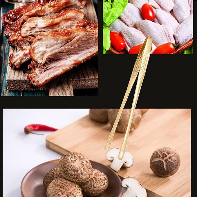 2 Pcs (11 In & 9.45 In) Bbq Tongs – Korean Barbecue & Grill Tools,Kitchen Tongs, Stainless Steel Heavy Duty For Cooking, Meat, Bread & Ice, Clip Head Hollow Design