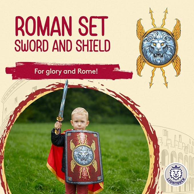 Liontouch Roman Legionary Sword & Shield | Historical Combat Toy Set for Children’s Pretend Play As A Soldier in Ancient Rome | Safe Weapons & Battle Armor for Dress Up & Gladiator Costumes for Kids