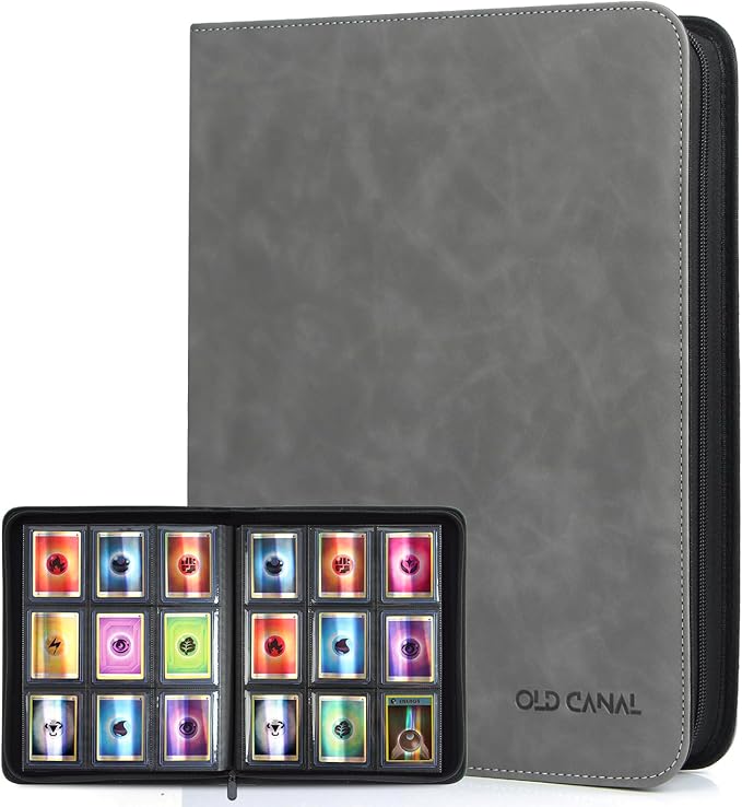 Top Loader Binder, 9 Pockets Card Binder Holds 252 Top Loaders, Premium Trading Card Collection Holder, Top Loader Storage Album for TCG, Sports Cards, Gray (FOR TOP LOADERS ONLY)