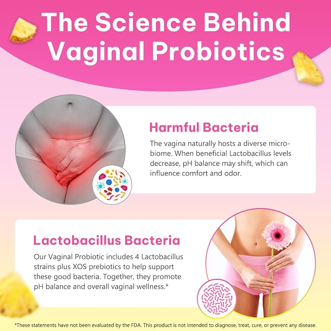 NIFEISHI Vaginal Probiotics, Feminine Balance Probiotics Gummies for Women, Pineapple Gummies for Women pH, Improve Immune,Promotion of Womens Health - 60 Gummies