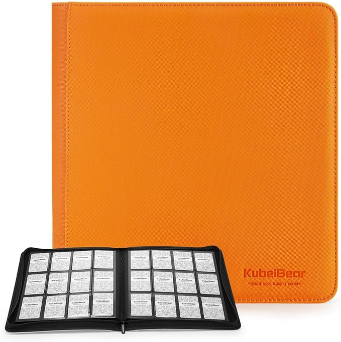 Card Binder – 720 Capacity, Zippered Trading Card Holder for MTG, Sports & Collectible Cards – Acid-Free, Durable & Travel-Friendly Storage (Orange dots, 12 Pocket)