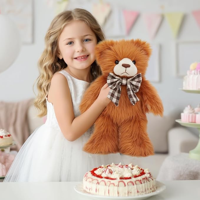 MorisMos Teddy Bear Stuffed Animal,14'' Long Fur Stuffed Bear Plush Toy Gift for Kid Girl Boy Toddler Teen Adult,Cuddly Teddy Animal Toy Decor for Baby Shower Birthday Valentine’s Day Party Favor,Pink