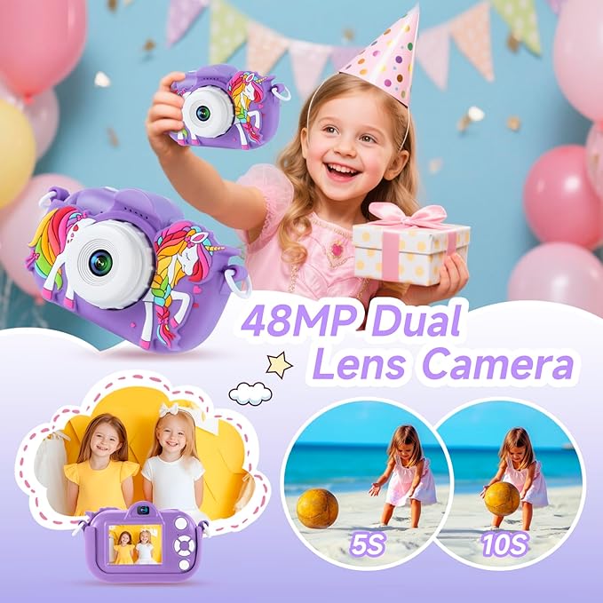 Kids Digital Camera for Girls Ages 3-12, Toddler Camera 1080P HD with 32GB SD Card, Birthday Toys and Gifts for 4 Year Old Girls
