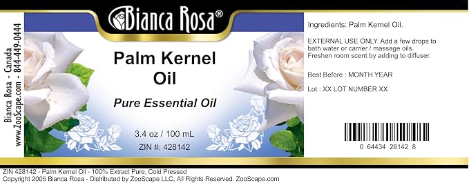 Palm Kernel Oil - 100% Pure, Cold Pressed (3.40 fl oz, ZIN: 428142) - 2 Pack