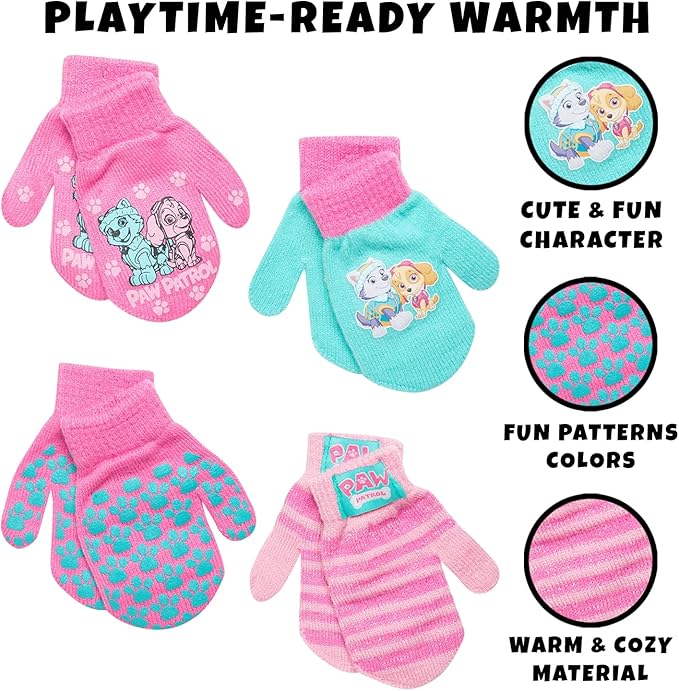 Nickelodeon Girls' Paw Patrol Ski Gloves - Marshall, Chase, Rubble Ski Gloves or Mittens (2-7)
