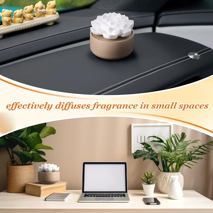 Honeydak 1 Pcs Ceramic Essential Oil Diffuser, Non Electric Reedless Passive Porcelain Flower Aromatherapy Diffuser, Decorative Floral Design Tabletop Office Home Bathroom Decor (Succulent)