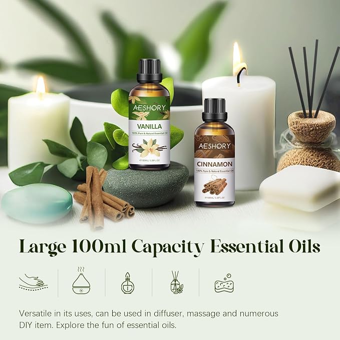Rose Essential Oils 3.38FL.OZ - Aromatherapy Essential Oils for Diffusers for Home, Rose Scented Oils for Massage, Soap Candle Making Scents - 100ML