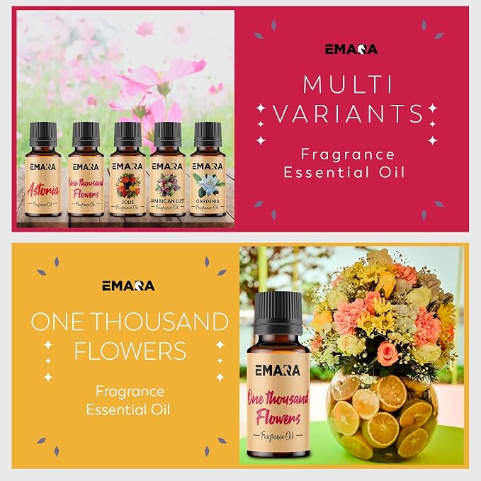 EMARA All Natural Floral Jolie Essential Oil for Diffusers, Skin Care, Aromatherapy Fragrance Oil, Organic Therapeutic Grade 15 mL (1/2 fl oz)
