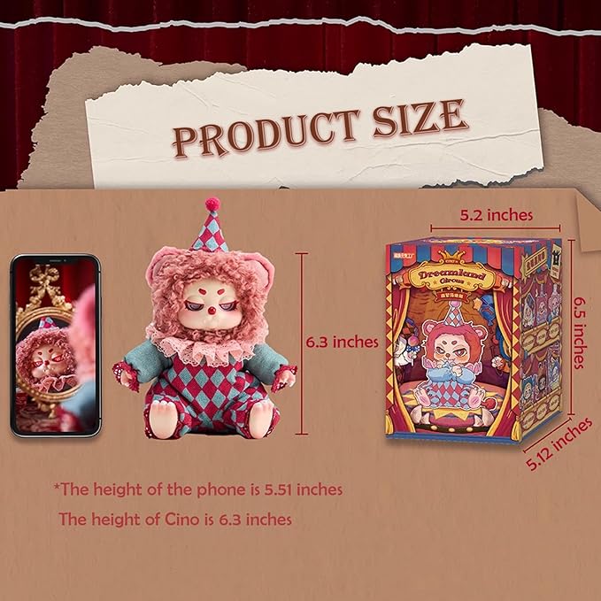 CALEMBOU Plush Doll Blind Box Figures, Timeshare Cino Dream Tour Circus Series Stuffed Mystery Box Toy, Kawaii Mystery Plush Collectible Birthday Gift for Girls (1PC)