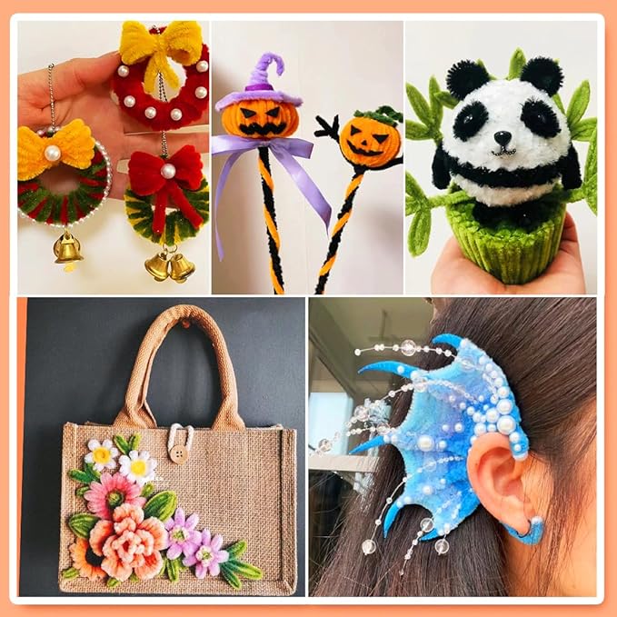 GAGANIU 1000pcs Pipe Cleaners, Pipe Cleaners for Crafts, Craft Supplies Multicolor Chenille Stems for Art&Craft Christmas DIY Projects(White)