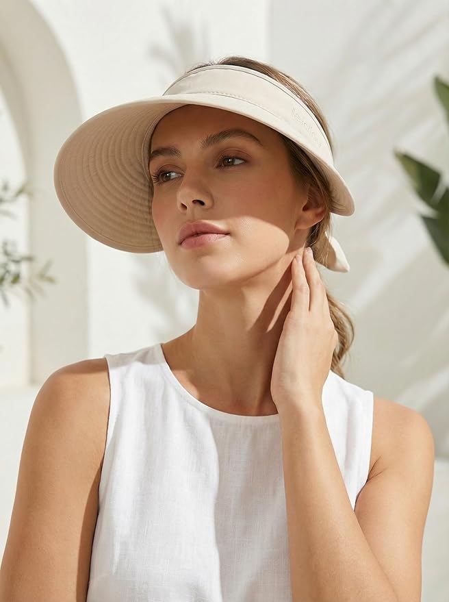 2-in-1 Women’s Sun Visor Sun Hat Zipper Off Ponytail Friendly, Lightweight Quick Dry, Summer UV Protection