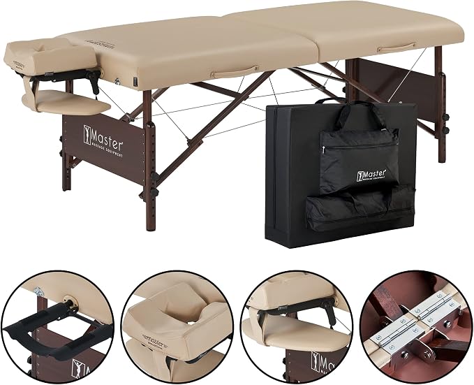 Master Massage Del Ray Pro 30" Portable Massage Table (30" W x 84" L), 750 lbs. Capacity, 3" Cushioning