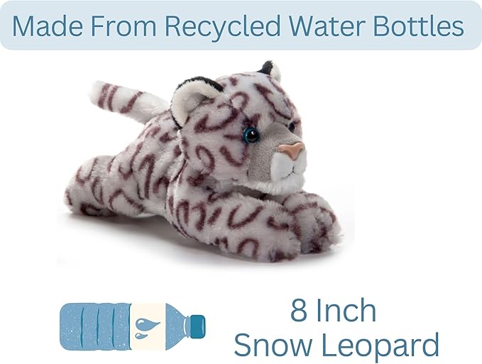 The Petting Zoo Snow Leopard Stuffed Animal Plushie, Gifts for Kids, Scoopz Wildlife Animals, Leopard Plush Toy, 8 inches