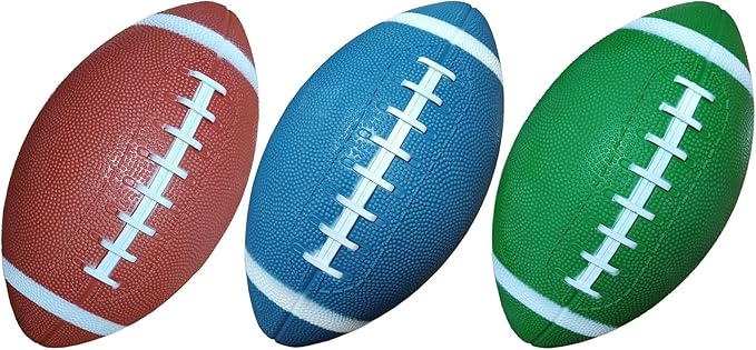 AppleRound 3-Pack 8-Inch Waterproof Footballs for Pool, Beach, & Backyard - Ideal for Water & Land Play - Ball Pump Included, Pee-Wee Junior Size for Kids & Teens