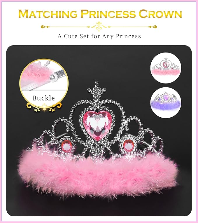 Kids Princess Dress Up Clothes for Little Girls, Pretend Play & Dress Up Costume Set for 3-6 Toddler Little Girls