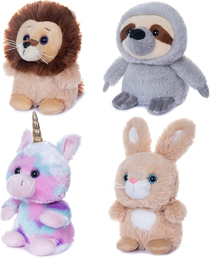 My OLi 5" Plush Toys Set Stuffed Animals Bundle of Fairy Tale Animal Toys Unicorn,Lion,Rabbit and Sloth Stuffed Animals Pack of 4 for Babies Kids Girls Boys